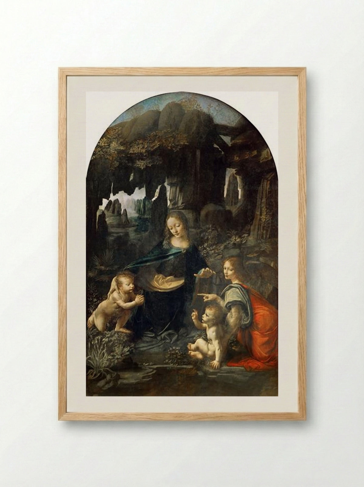 The Virgin of the Rocks - Leonardo da Vinci - Framed Print Wood