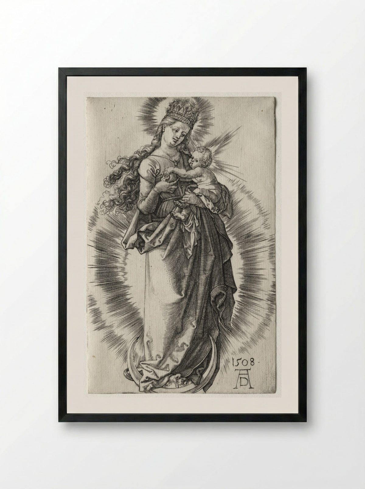 The Virgin with a Starry Crown - Albrecht Dürer - Framed Print Black