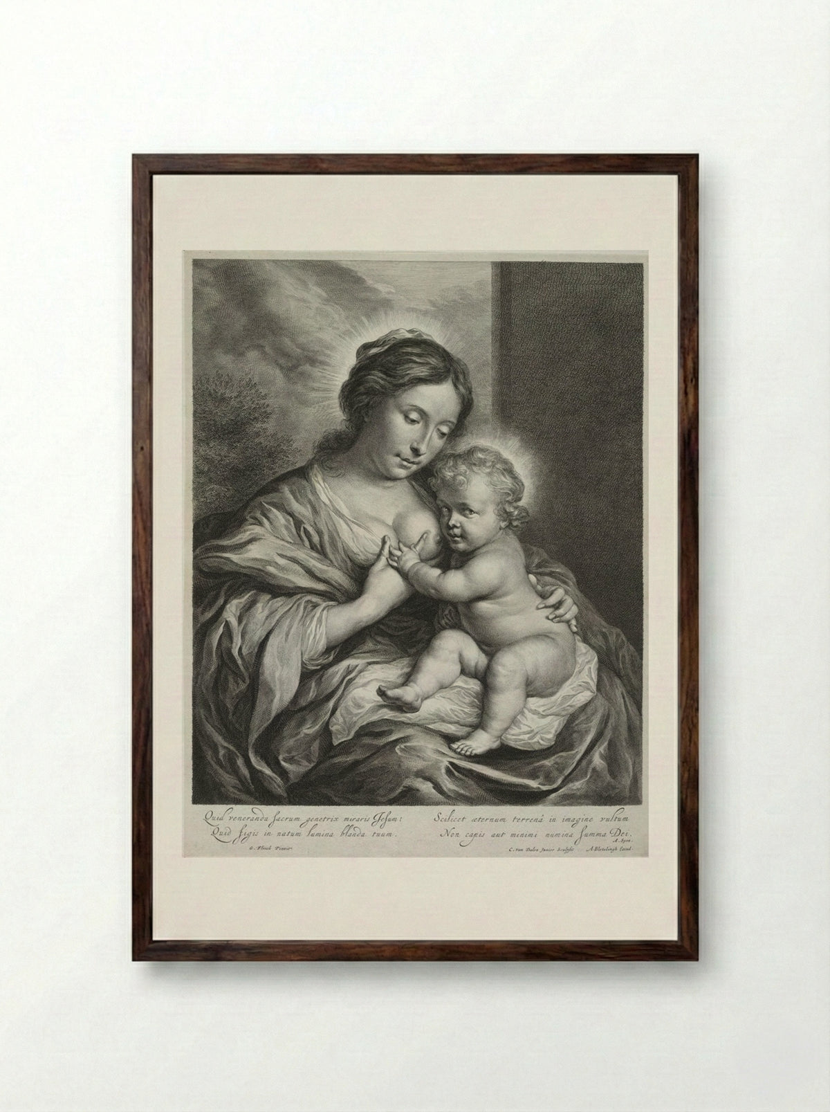 The Virgin with the Child - Cornelis van Dalen the Younger - Framed Print Dark Wood