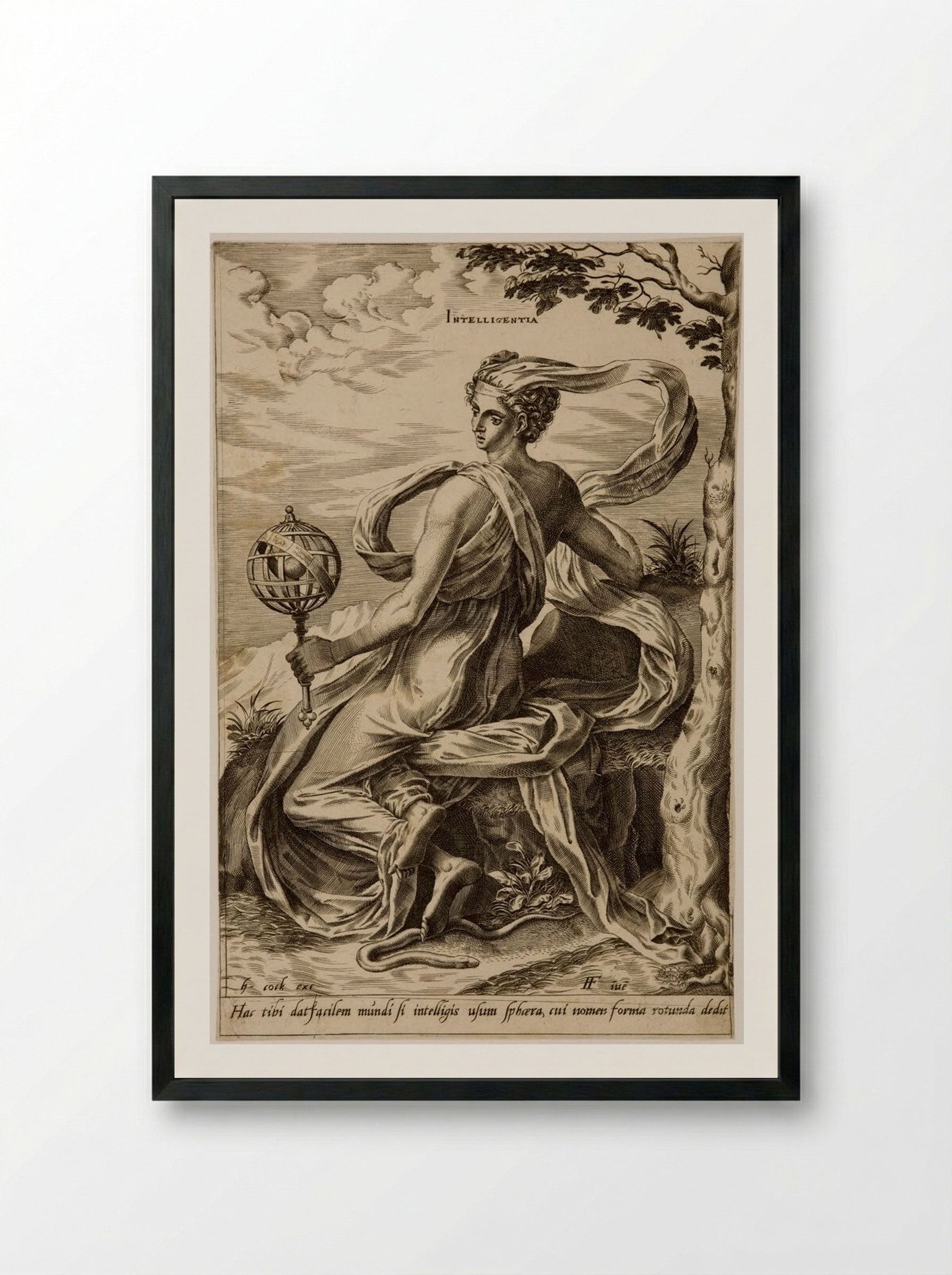 The Virtues: Intelligentia - Cornelis Cort - Framed Print Black