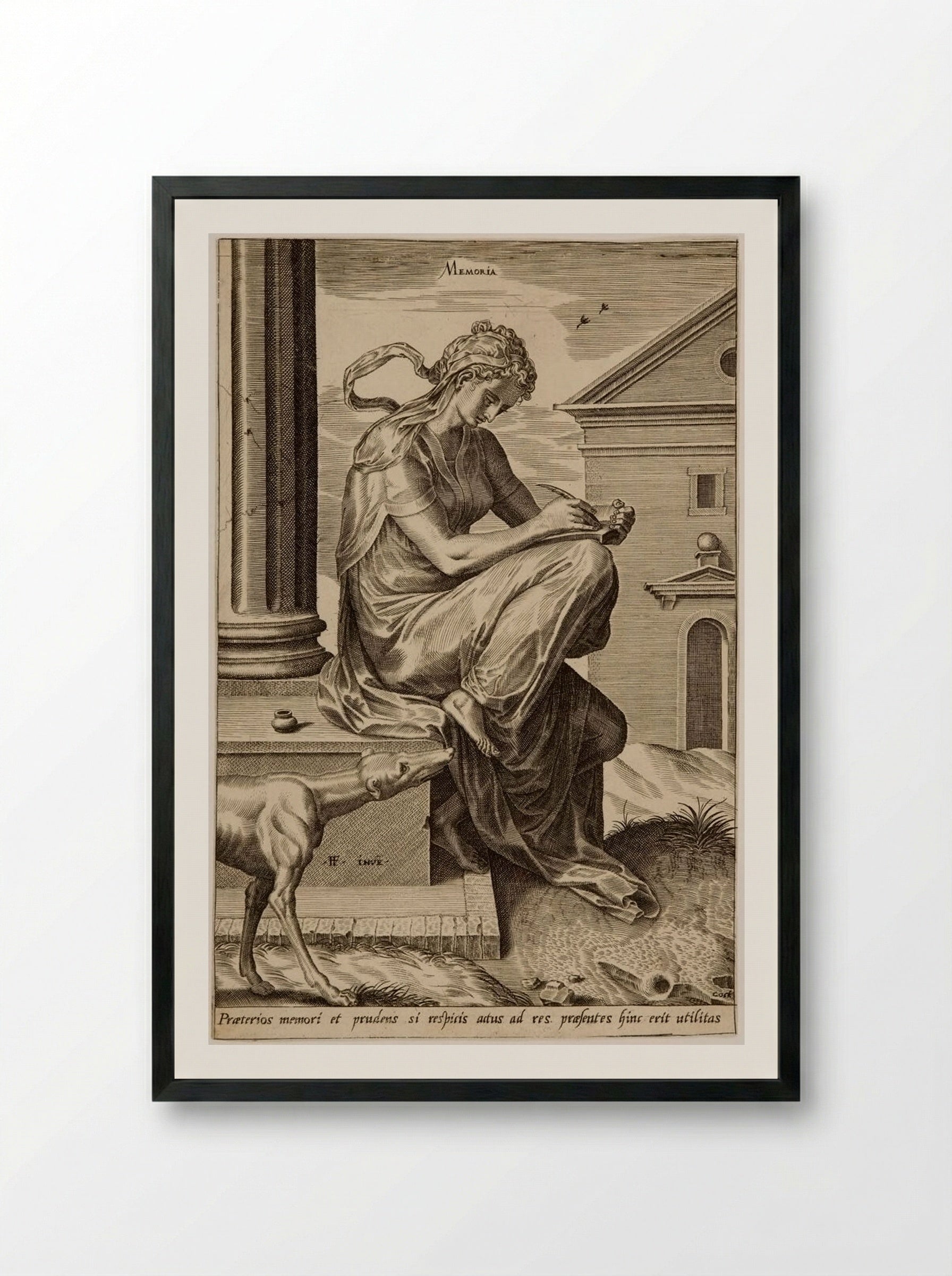 The Virtues: Memoria - Cornelis Cort - Framed Print Black