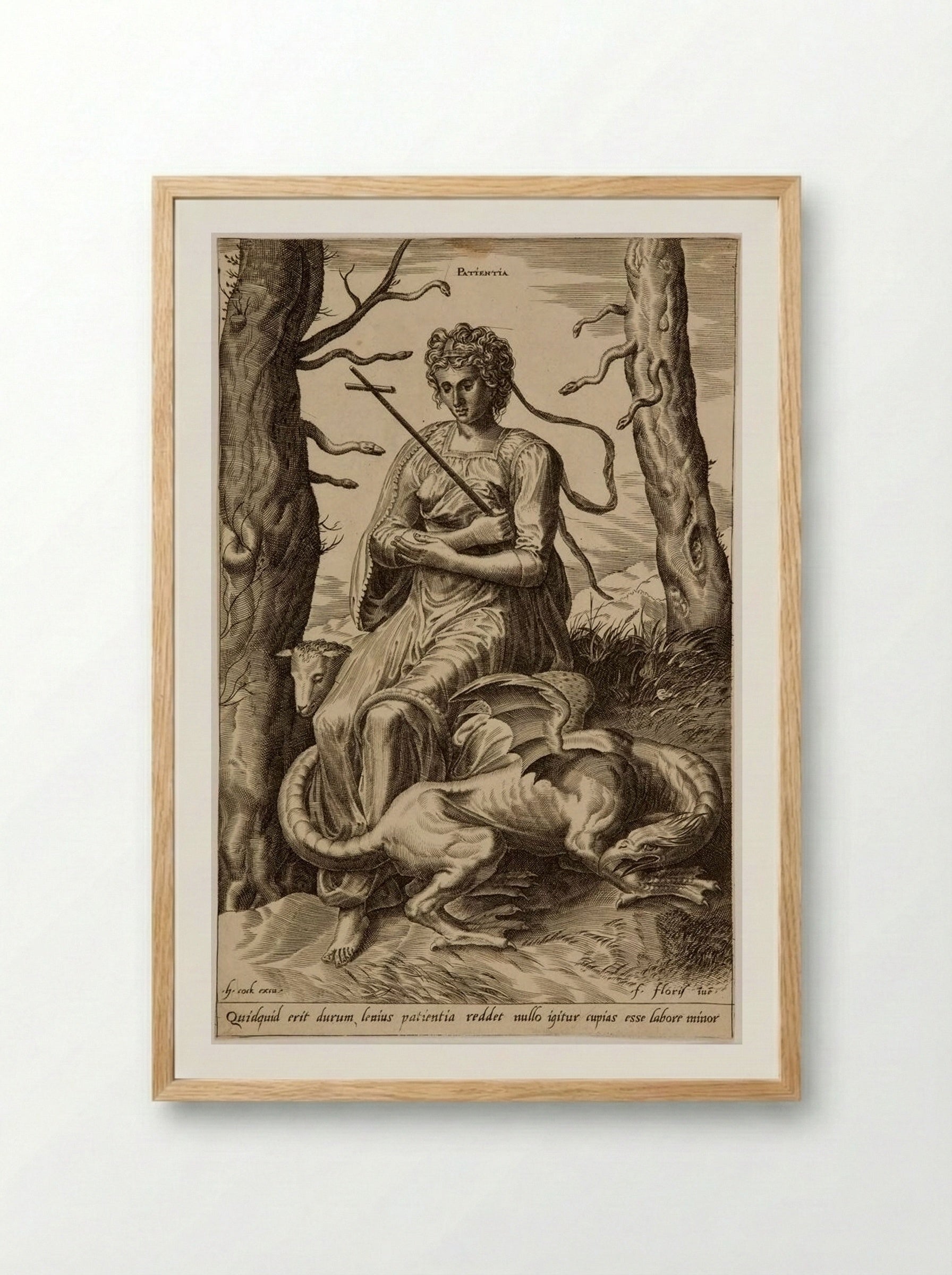 The Virtues: Patientia - Cornelis Cort - Framed Print Wood