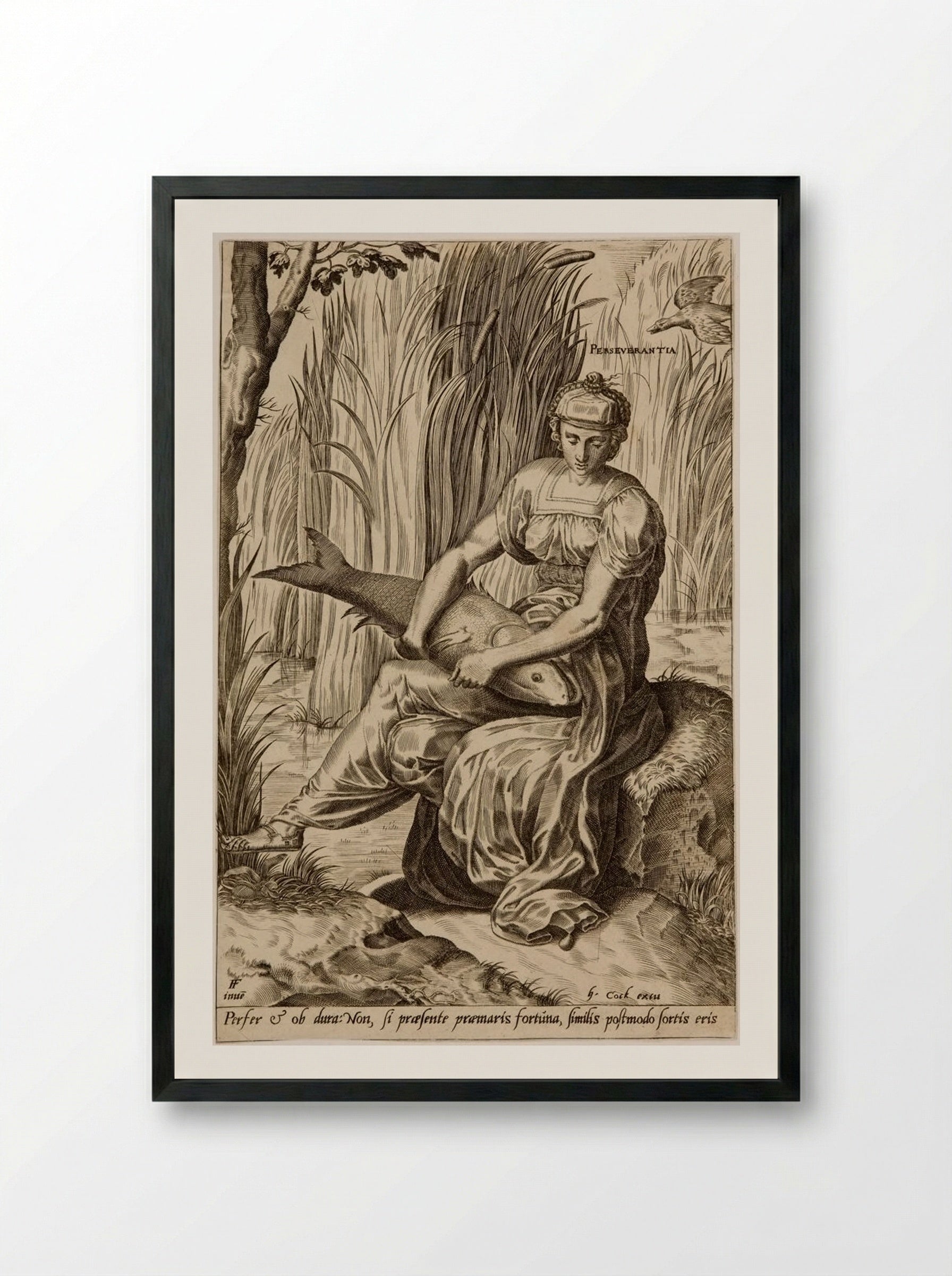 The Virtues: Perseverantia - Cornelis Cort - Framed Print Black