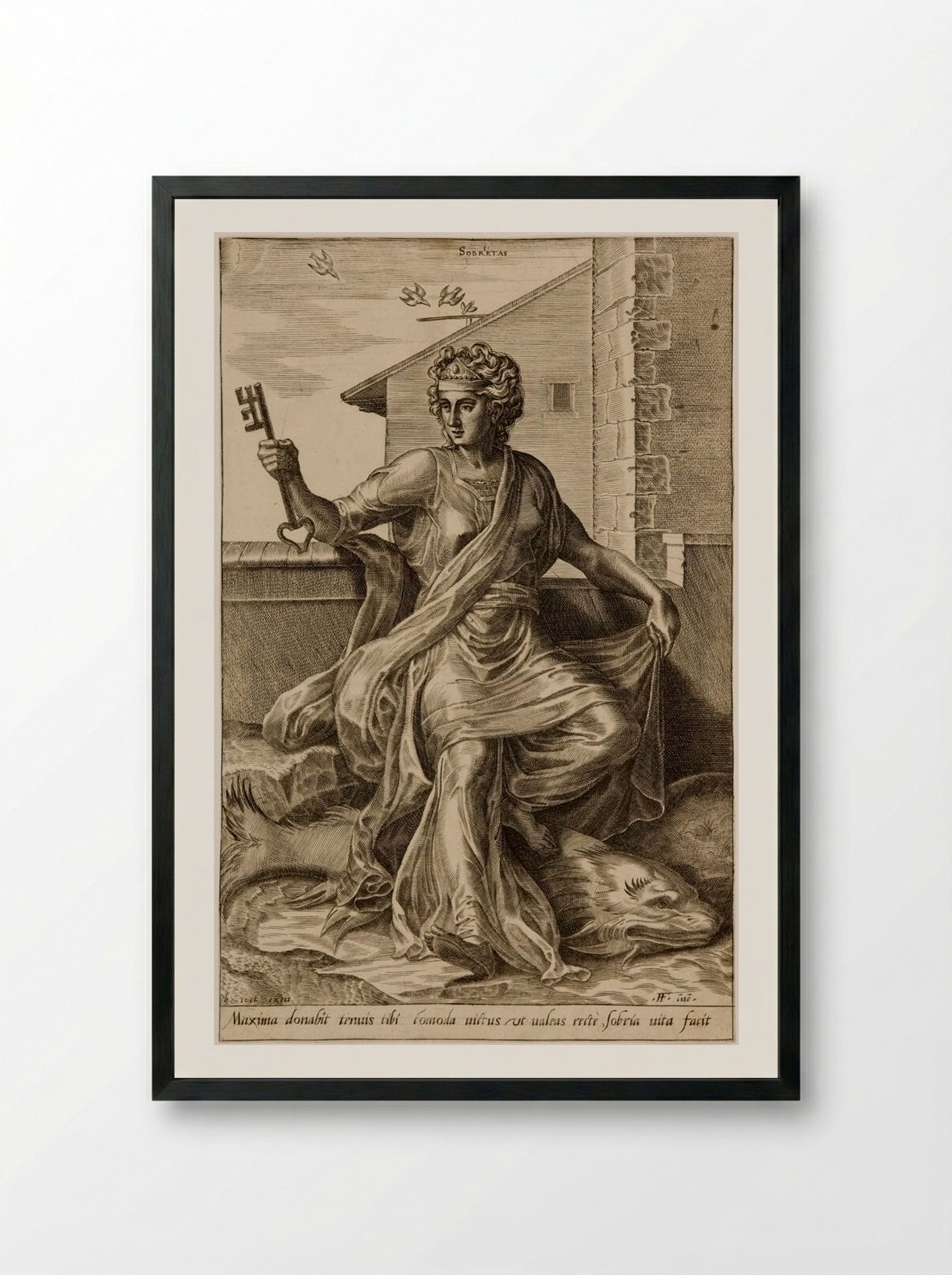The Virtues: Sobrietas - Cornelis Cort - Framed Print Black
