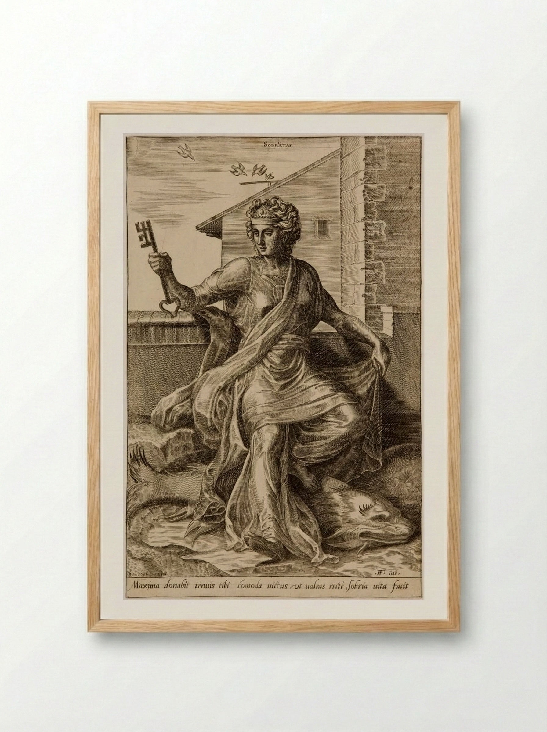 The Virtues: Sobrietas - Cornelis Cort - Framed Print Wood