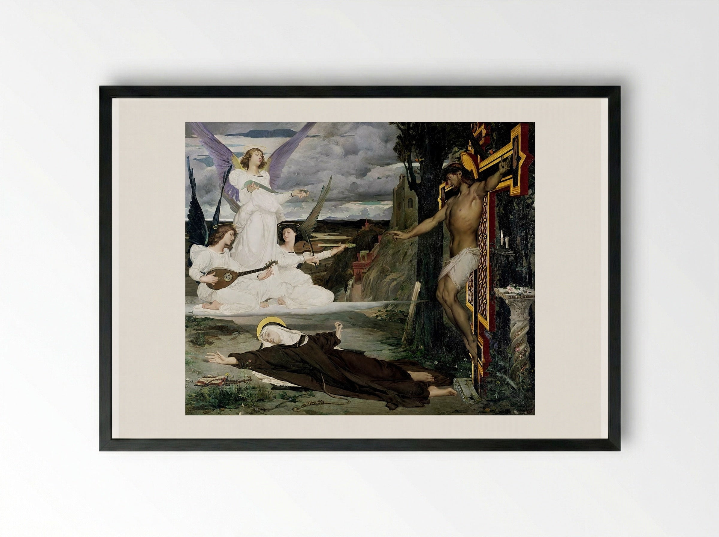 The Vision, Legend of the 14th Century - Luc-Olivier Merson - Framed Print Black