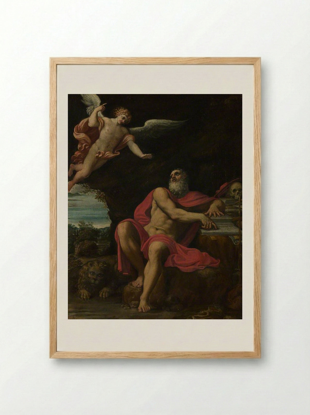 The Vision of Saint Jerome - Domenichino - Framed Print Wood
