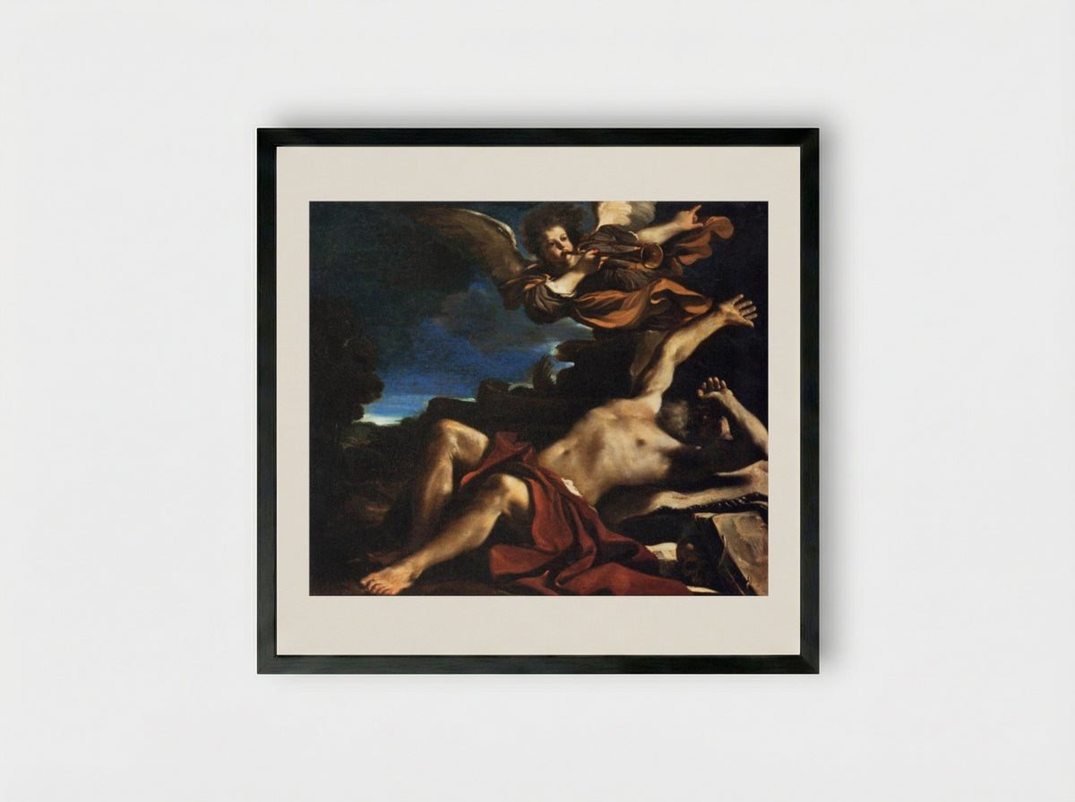 The Vision of St Jerome - Guercino - Framed Print Black