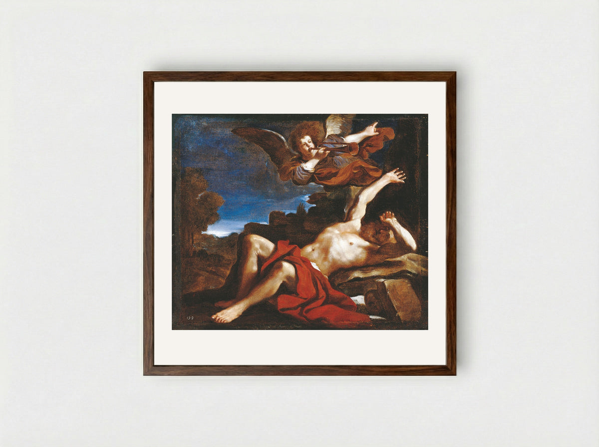 The Vision of St Jerome - Guercino - Framed Print Dark Wood