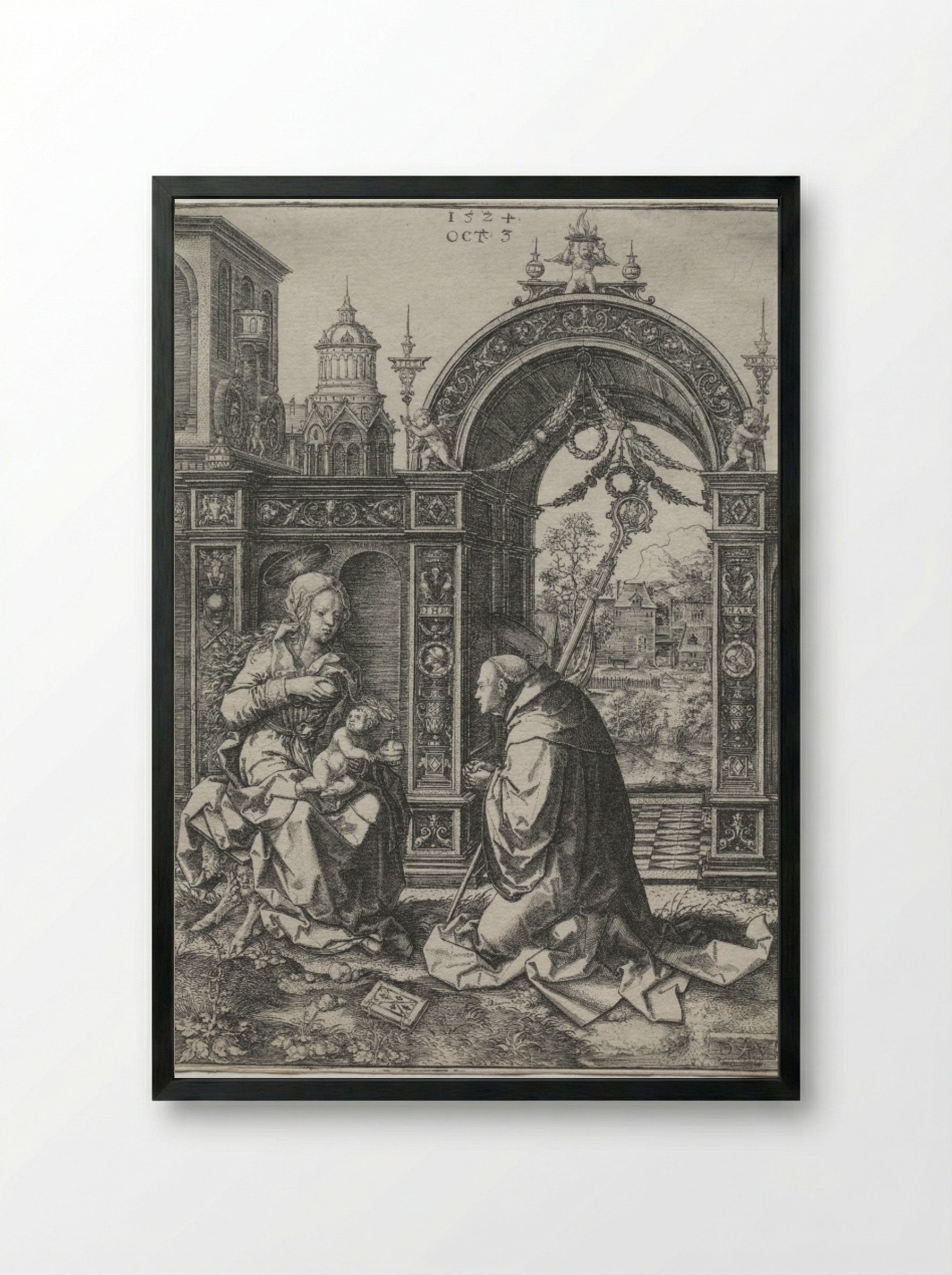 The Vision of St. Bernard - Dirk Vellert - Framed Print Black