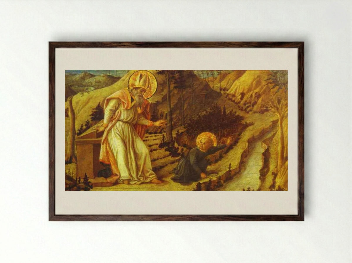 The Vision of St. Augustine - Filippo Lippi - Framed Print Dark Wood