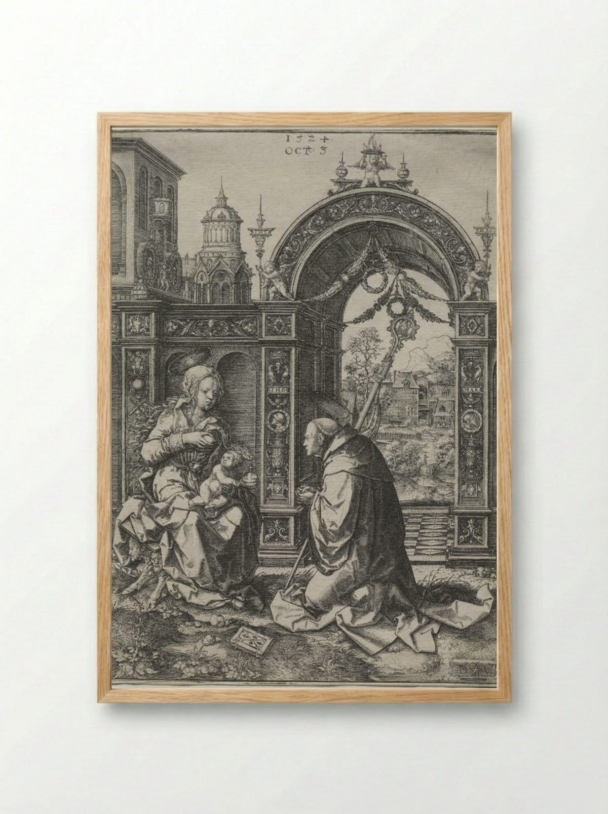 The Vision of St. Bernard - Dirk Vellert - Framed Print Wood
