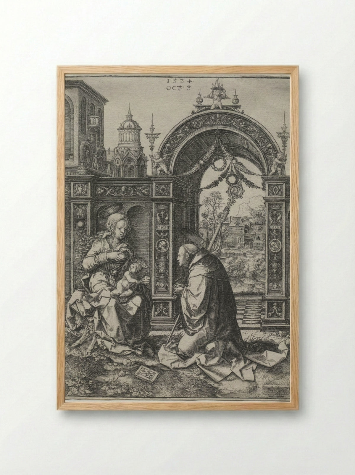 The Vision of St. Bernard - Dirk Vellert - Framed Print Wood