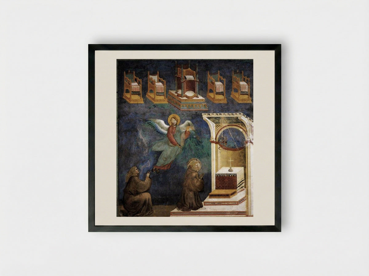 The Vision of the Thrones - Giotto di Bondone - Framed Print Black