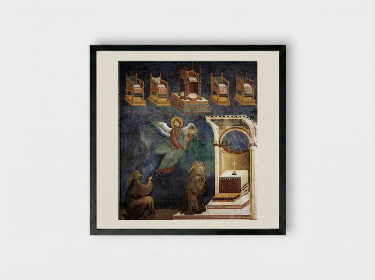 The Vision of the Thrones - Giotto di Bondone - Framed Print Black