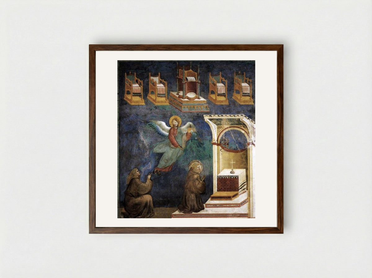 The Vision of the Thrones - Giotto di Bondone - Framed Print Dark Wood
