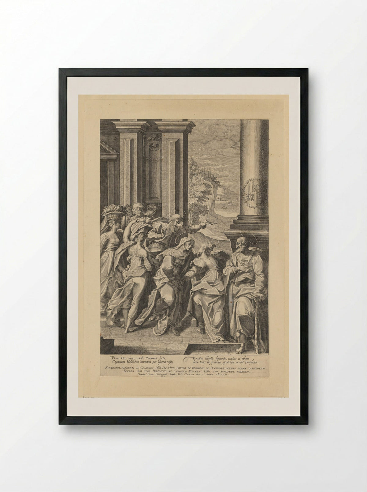The Visitation - Dominicus Custos - Framed Print Black