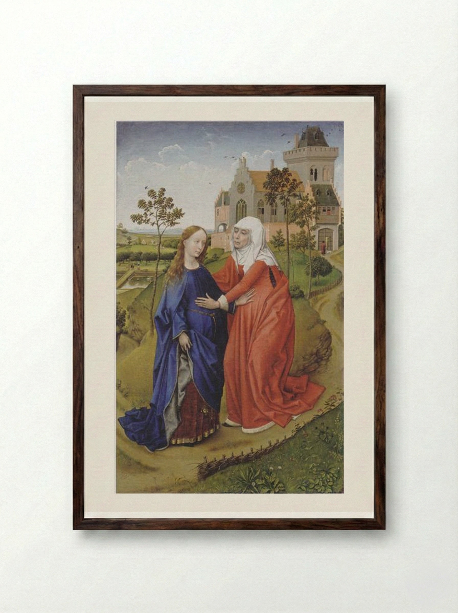 The Visitation - Rogier van der Weyden - Framed Print Dark Wood