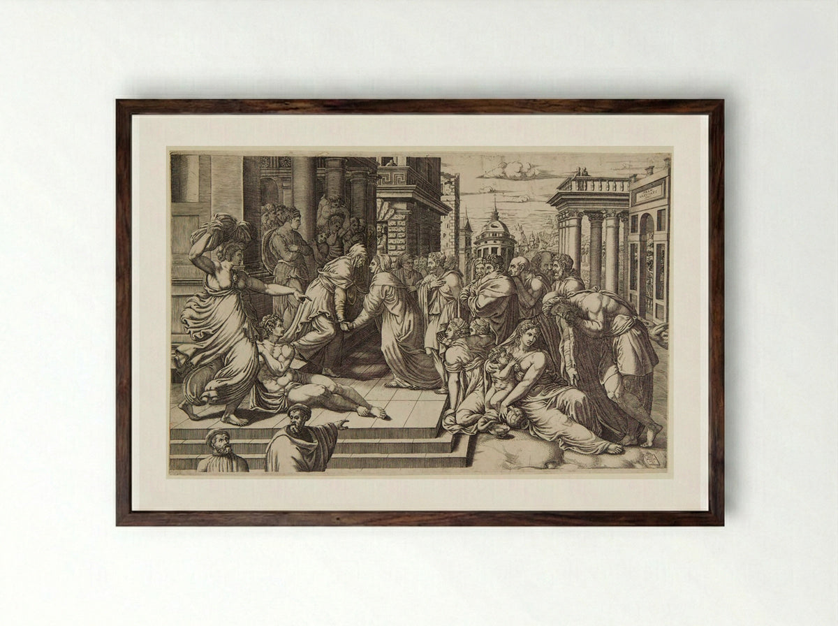 The Visitation - Giorgio Ghisi - Framed Print Dark Wood
