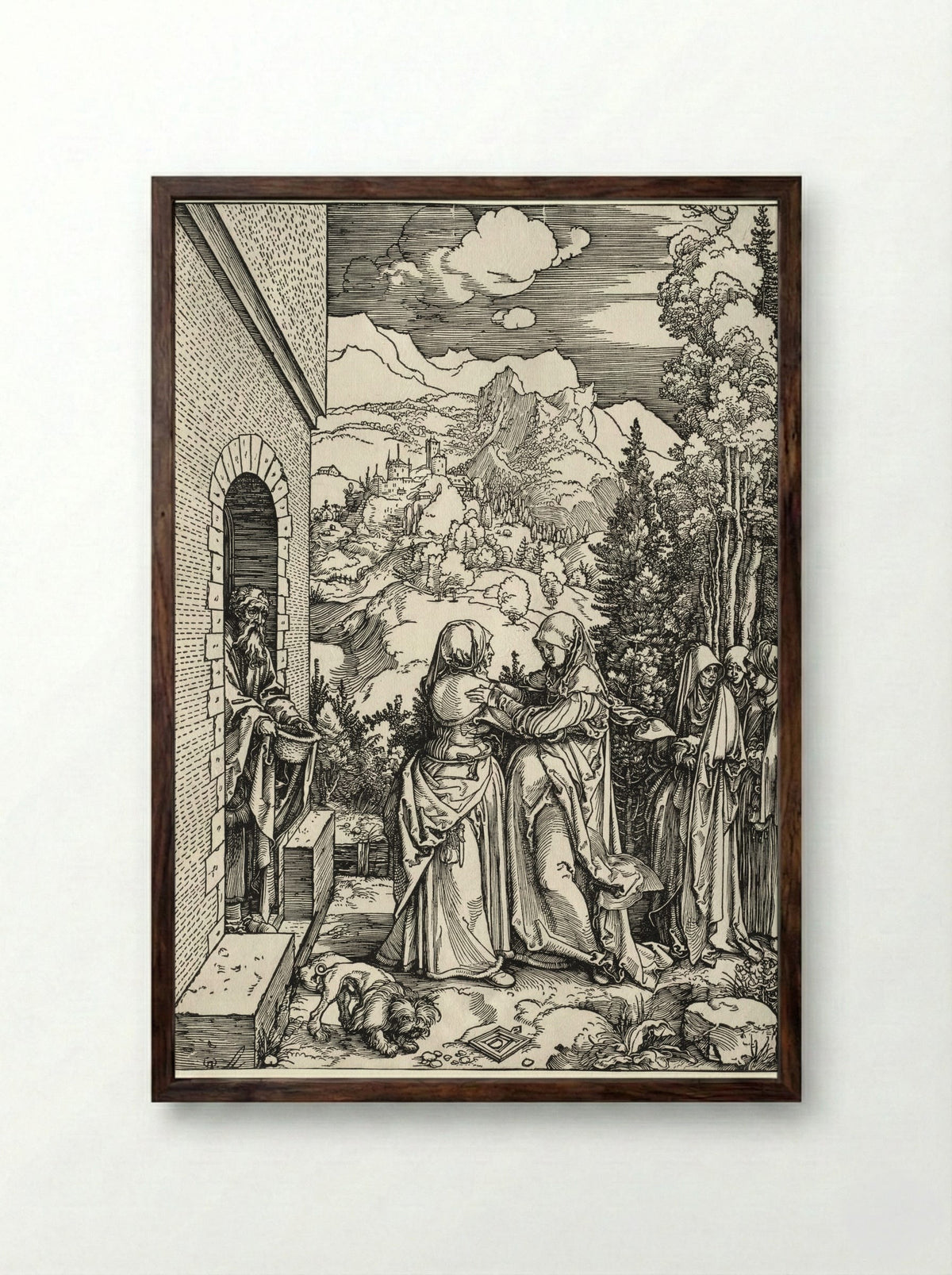 The Visitation - Albrecht Dürer - Framed Print Dark Wood