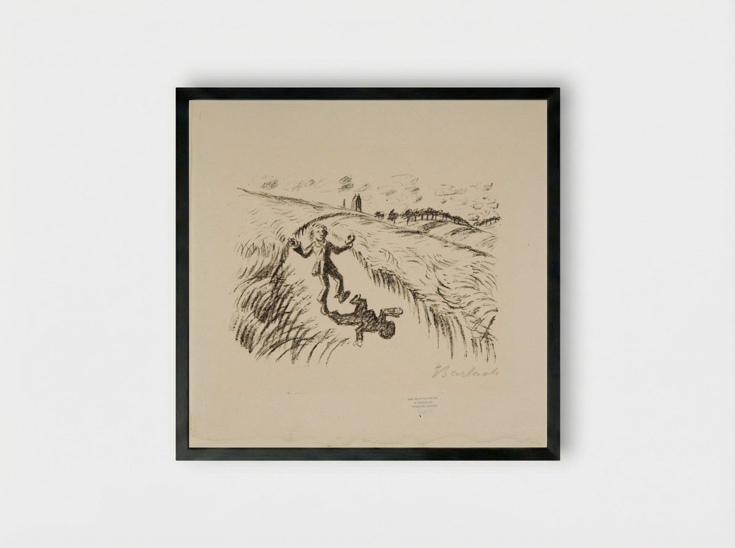 The Walking Bell 2 (The boy on his way to mass) - Ernst Barlach - Framed Print Black