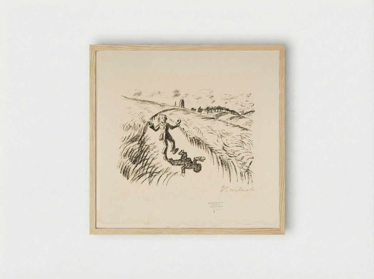 The Walking Bell 2 (The boy on his way to mass) - Ernst Barlach - Framed Print Wood
