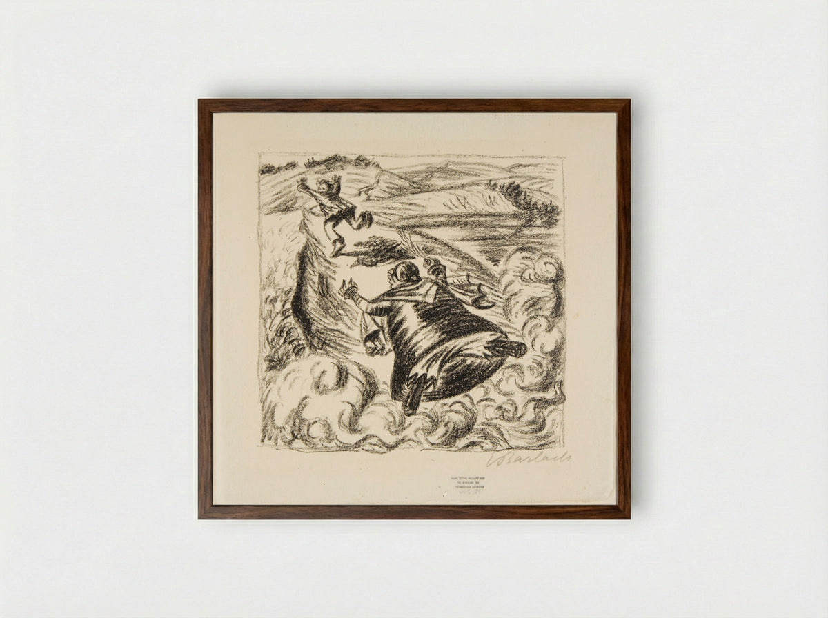 The Walking Bell - Ernst Barlach - Framed Print Dark Wood