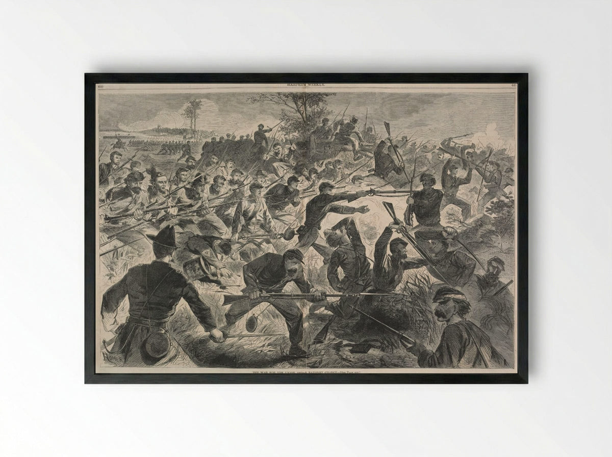 The War for the Union, 1862 - A Bayonet Charge - Winslow Homer - Framed Print Black