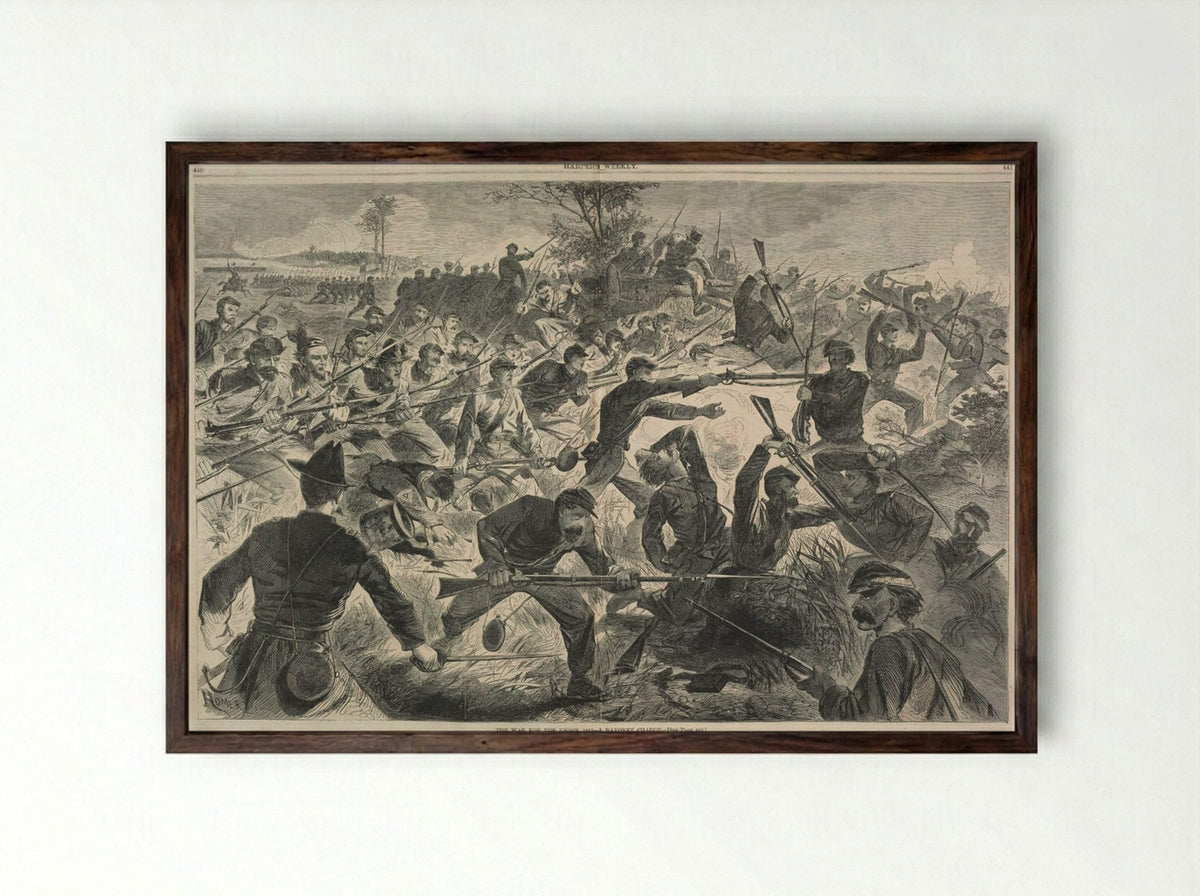 The War for the Union, 1862 - A Bayonet Charge - Winslow Homer - Framed Print Dark Wood
