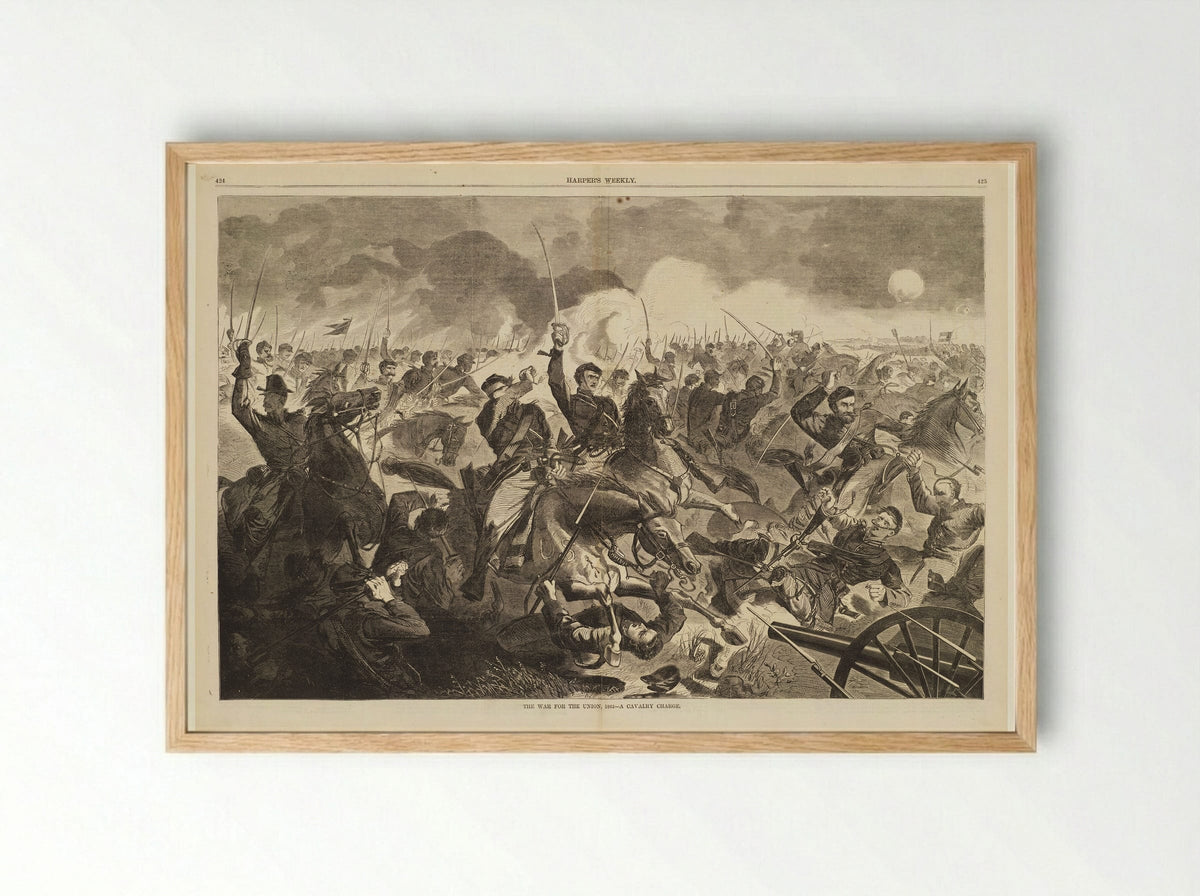 The War for the Union, 1862 - A Cavalry Charge - Winslow Homer - Framed Print Wood