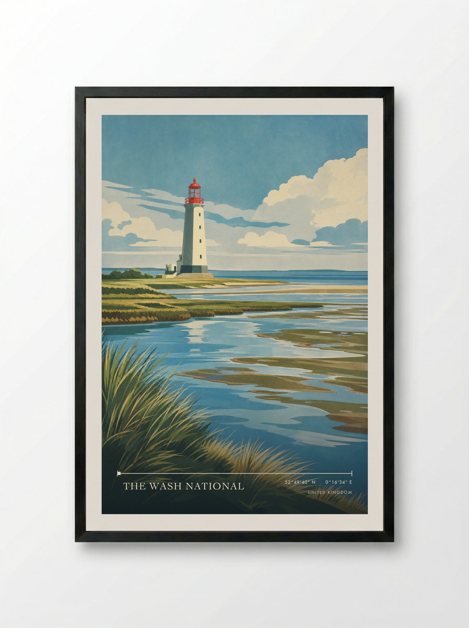 The Wash National United Kingdom Travel Poster - Framed Print Black