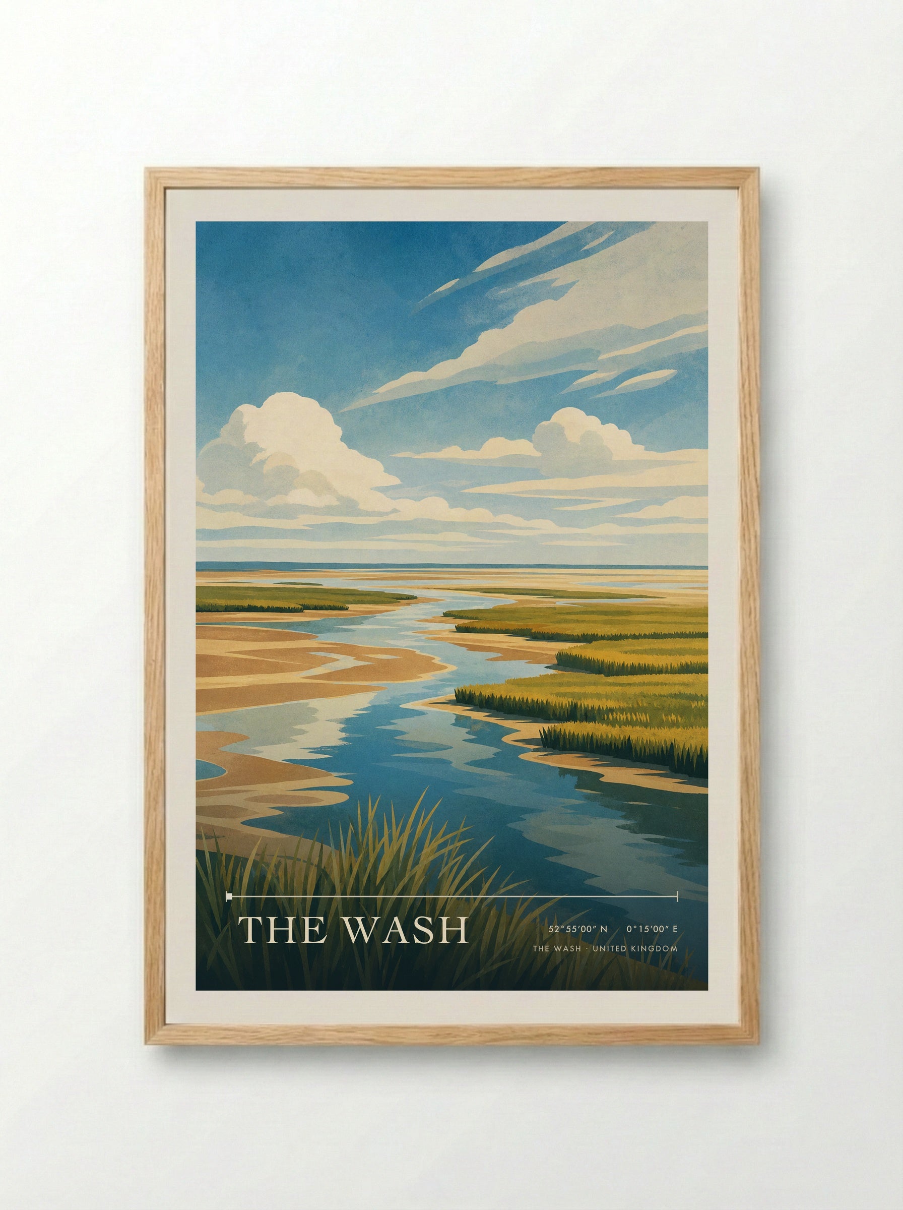 The Wash United Kingdom Travel Poster - Framed Print Wood