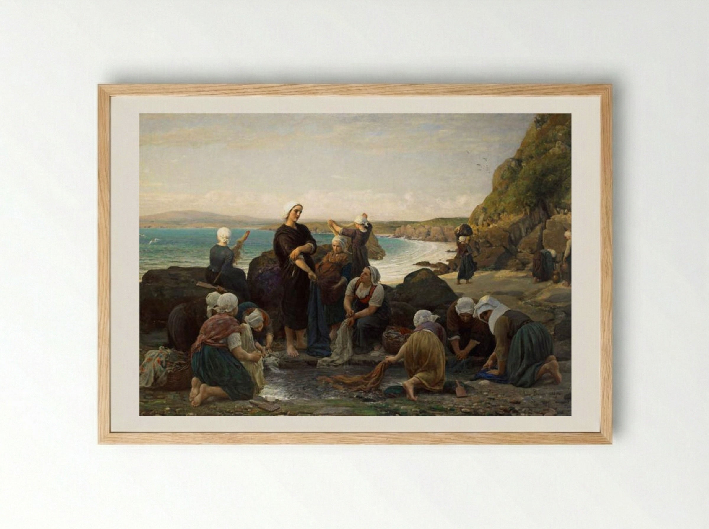 The Washerwomen of the Breton Coast - Jules Breton - Framed Print Wood