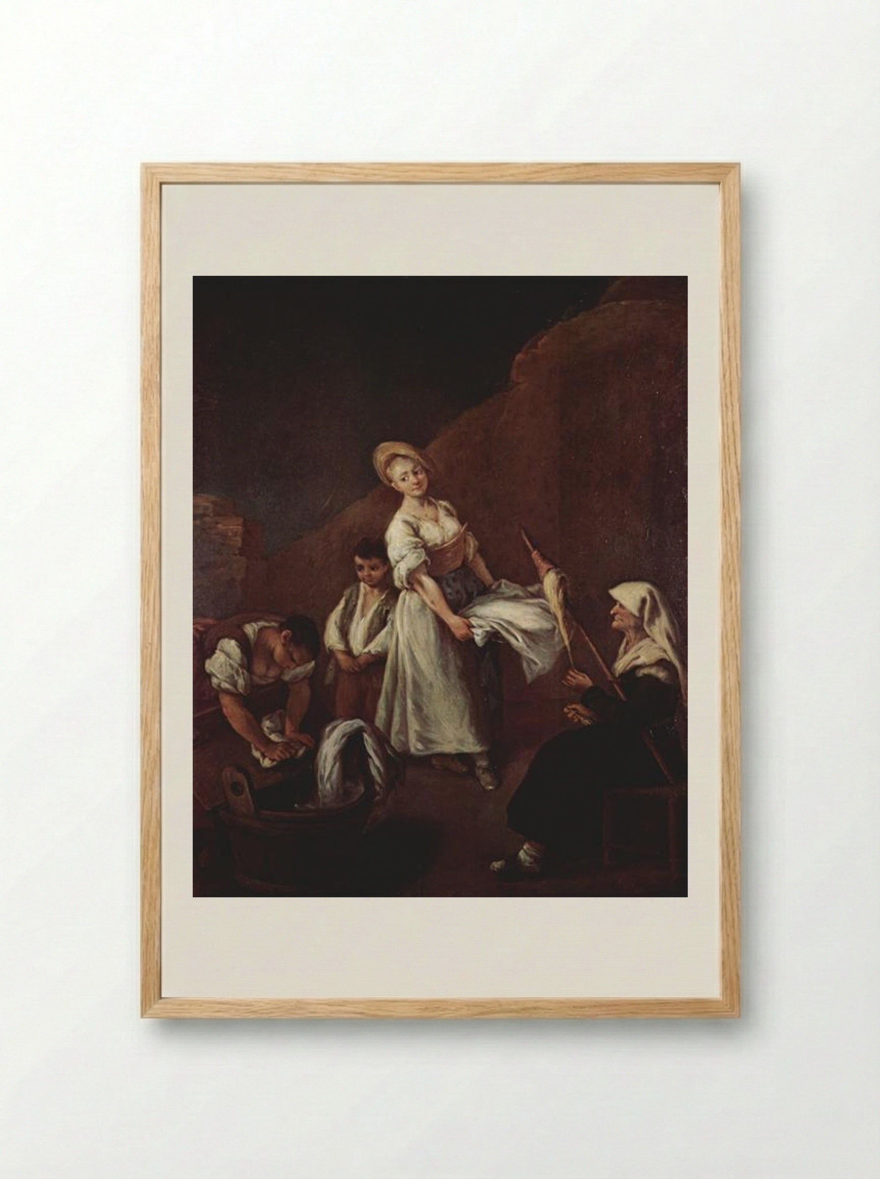 The Washerwomen - Pietro Longhi - Framed Print Wood