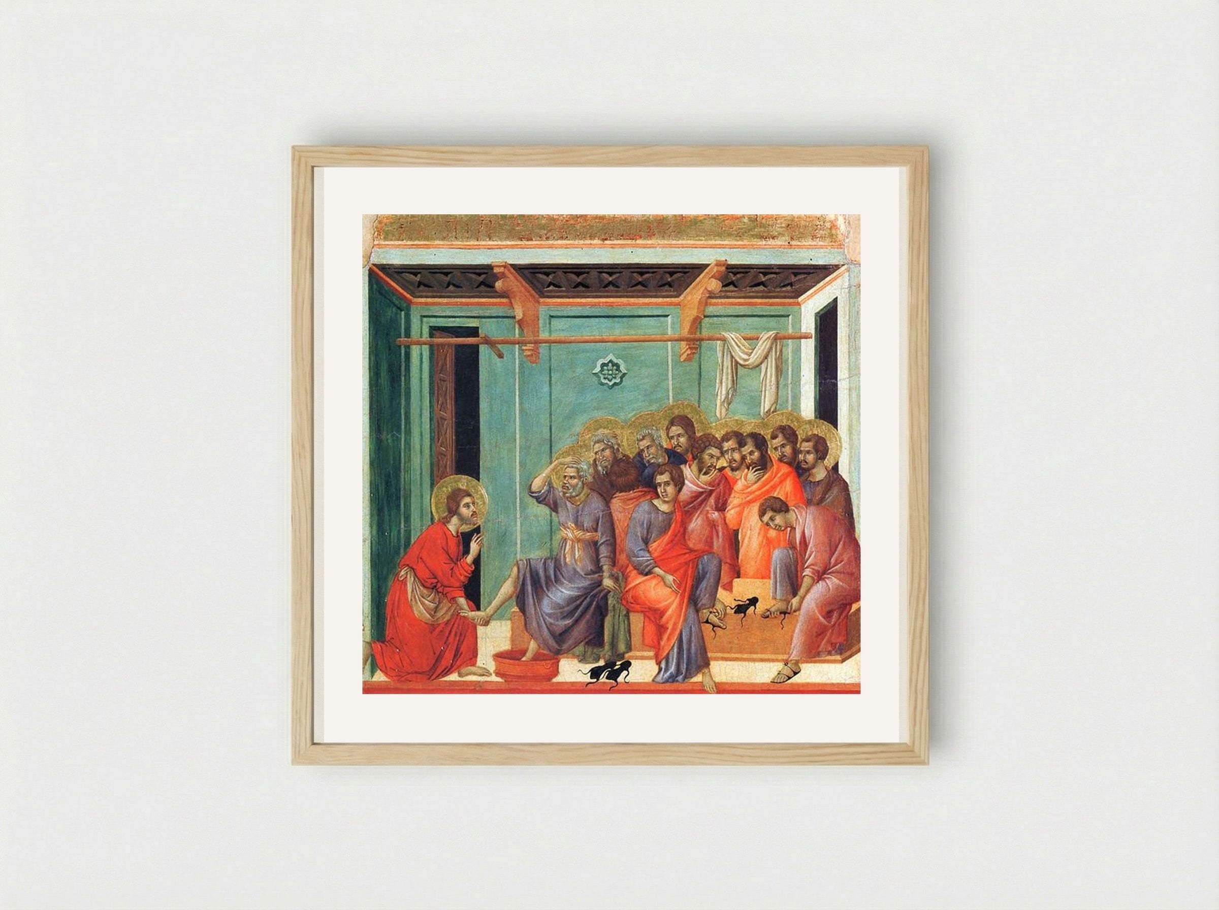 The Washing of the Feet - Duccio di Buoninsegna - Framed Print Wood
