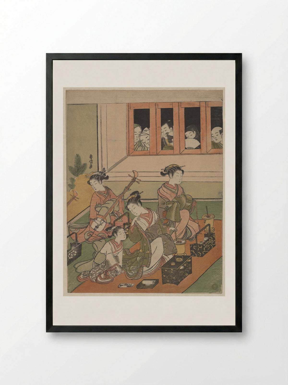 The Watchers and the Watched - Suzuki Harunobu - Framed Print Black