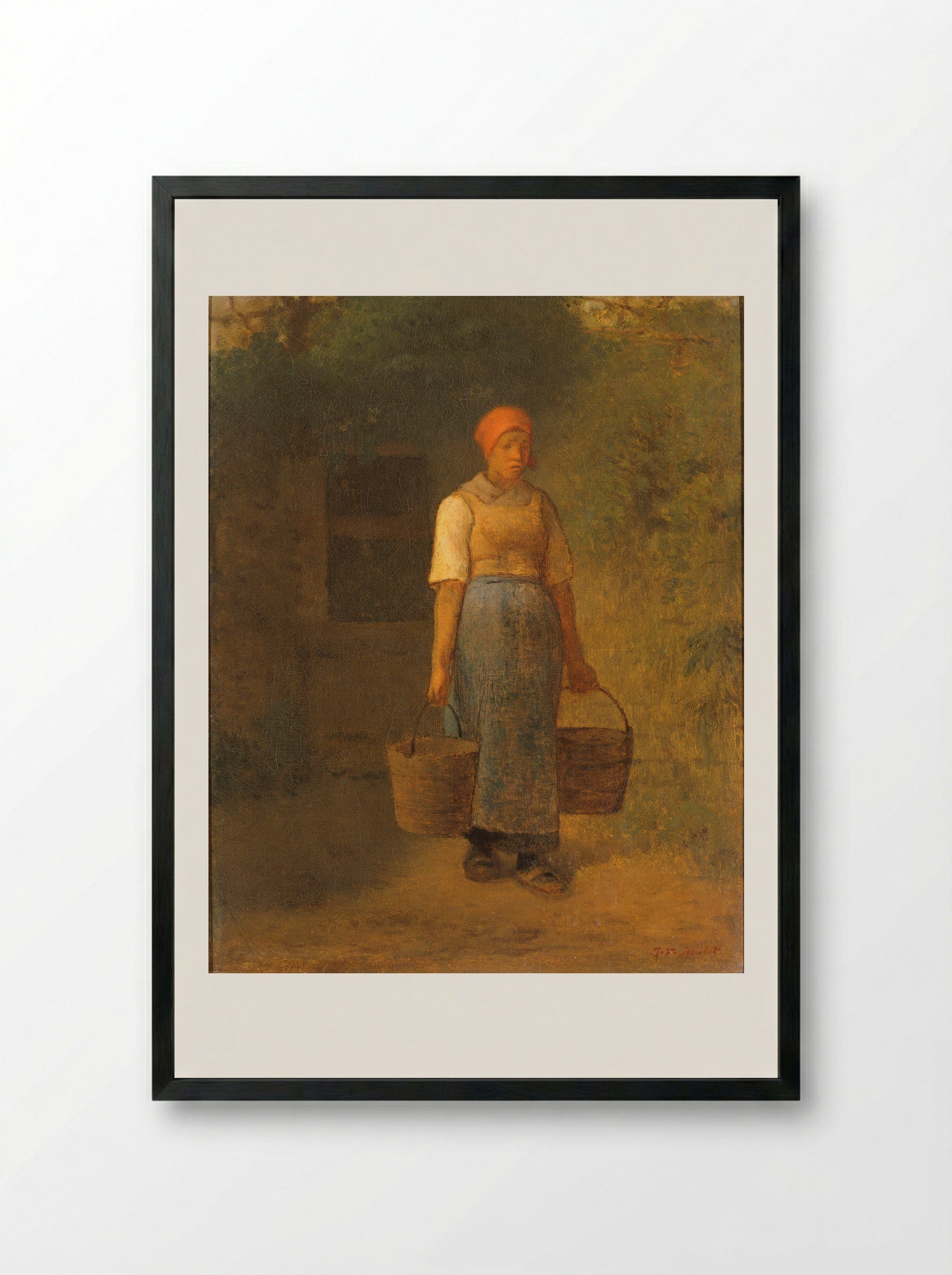 The Water Carrier - Jean-François Millet - Framed Print Black