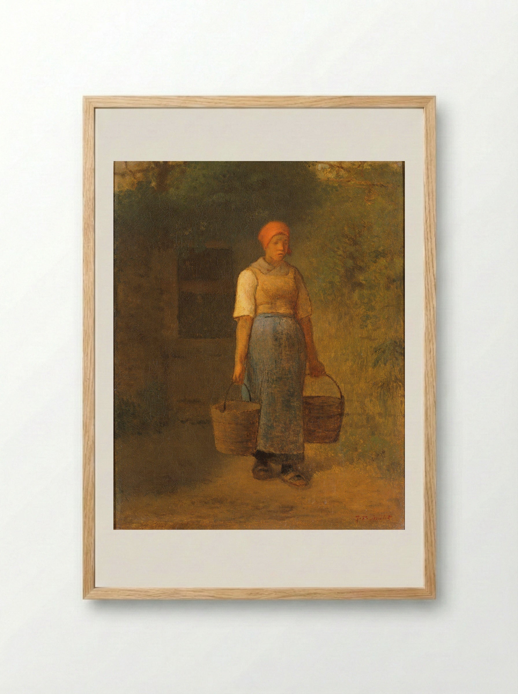The Water Carrier - Jean-François Millet - Framed Print Wood