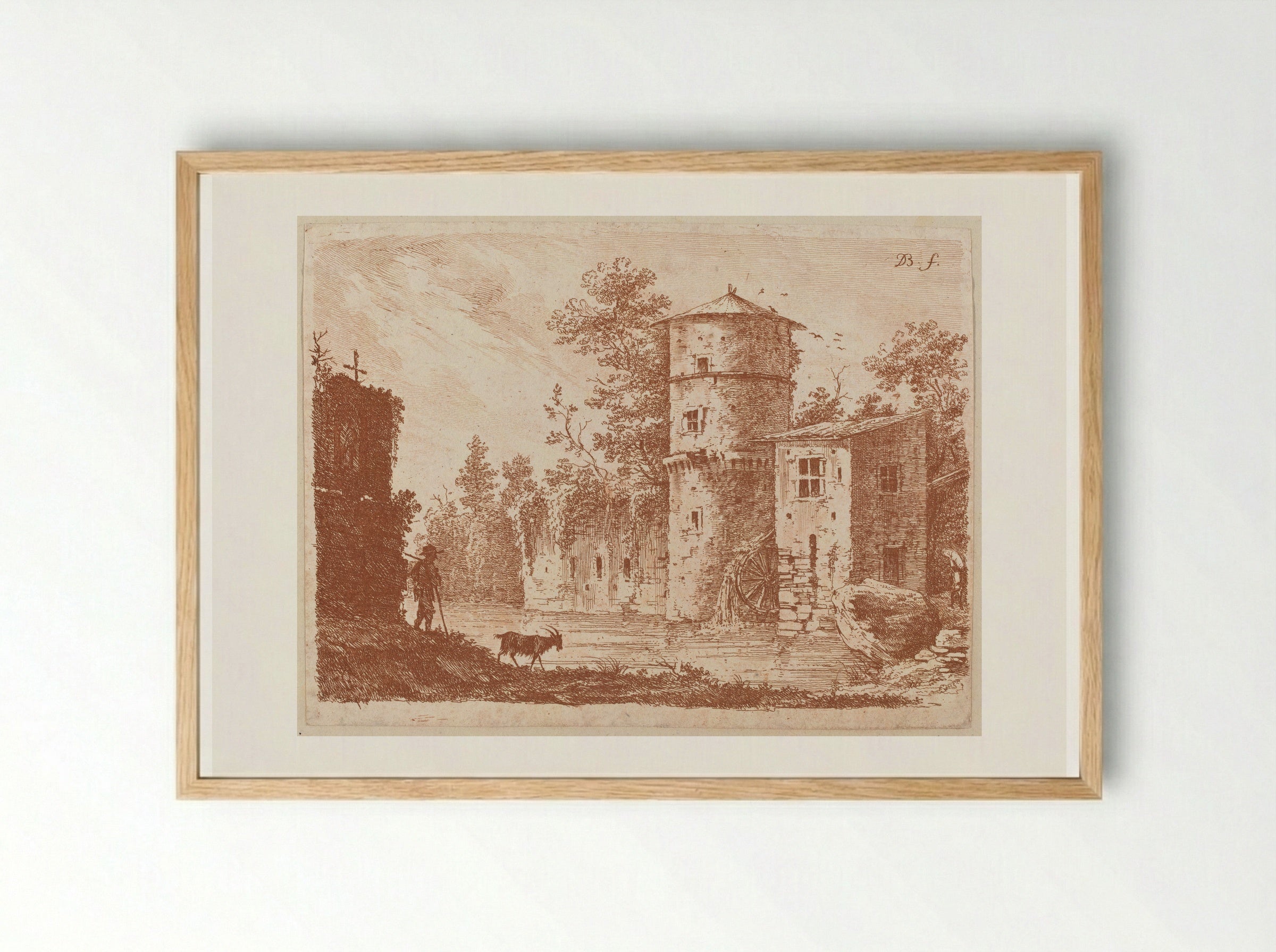 The Water-Mill - Jean-Jacques de Boissieu - Framed Print Wood