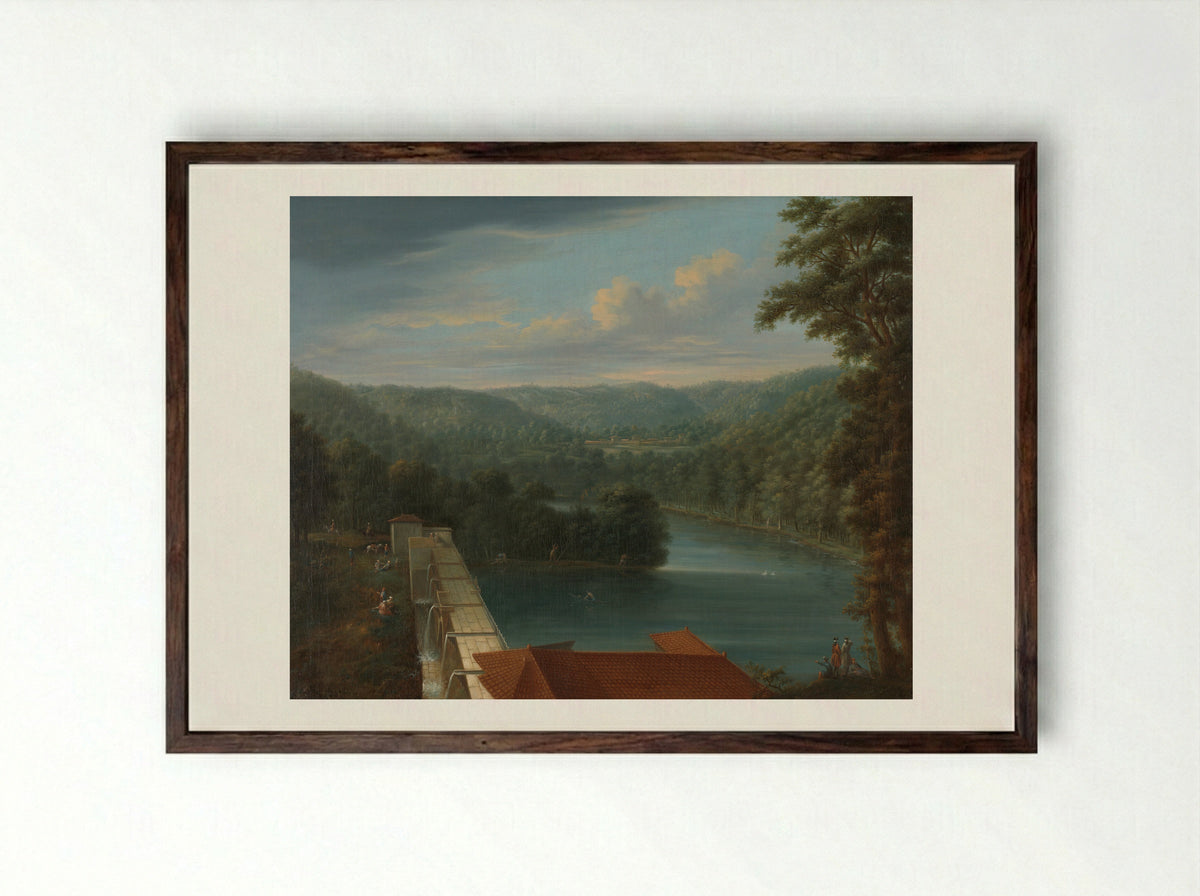 The Water Reservoirs, the so-called Bends, in the Belgrade Forest - Johann Christian Vollerdt - Framed Print Dark Wood