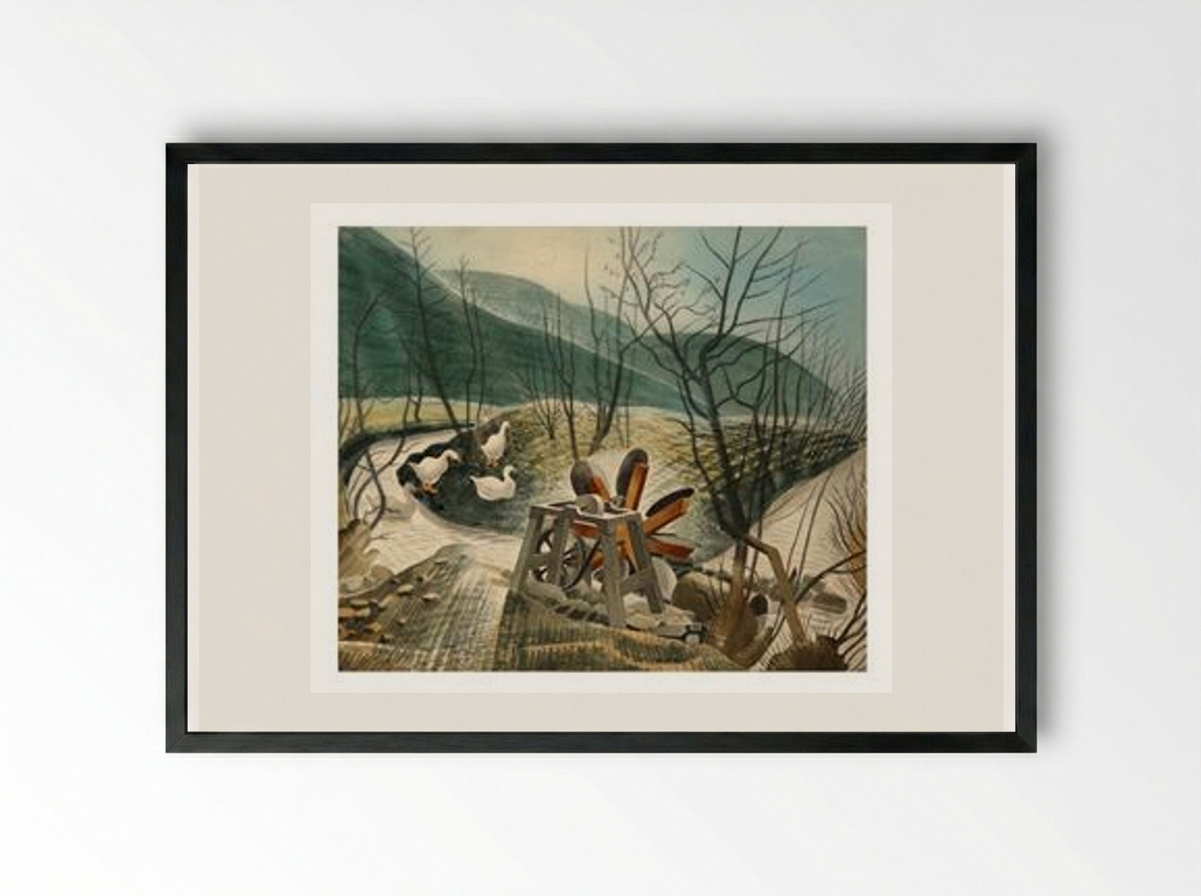 The Water Wheel - Eric Ravilious - Framed Print Black