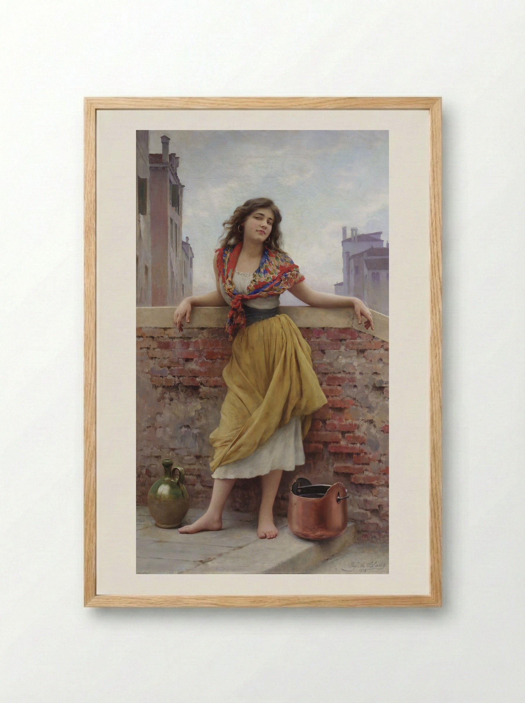 The Watercarrier - Eugene de Blaas - Framed Print Wood