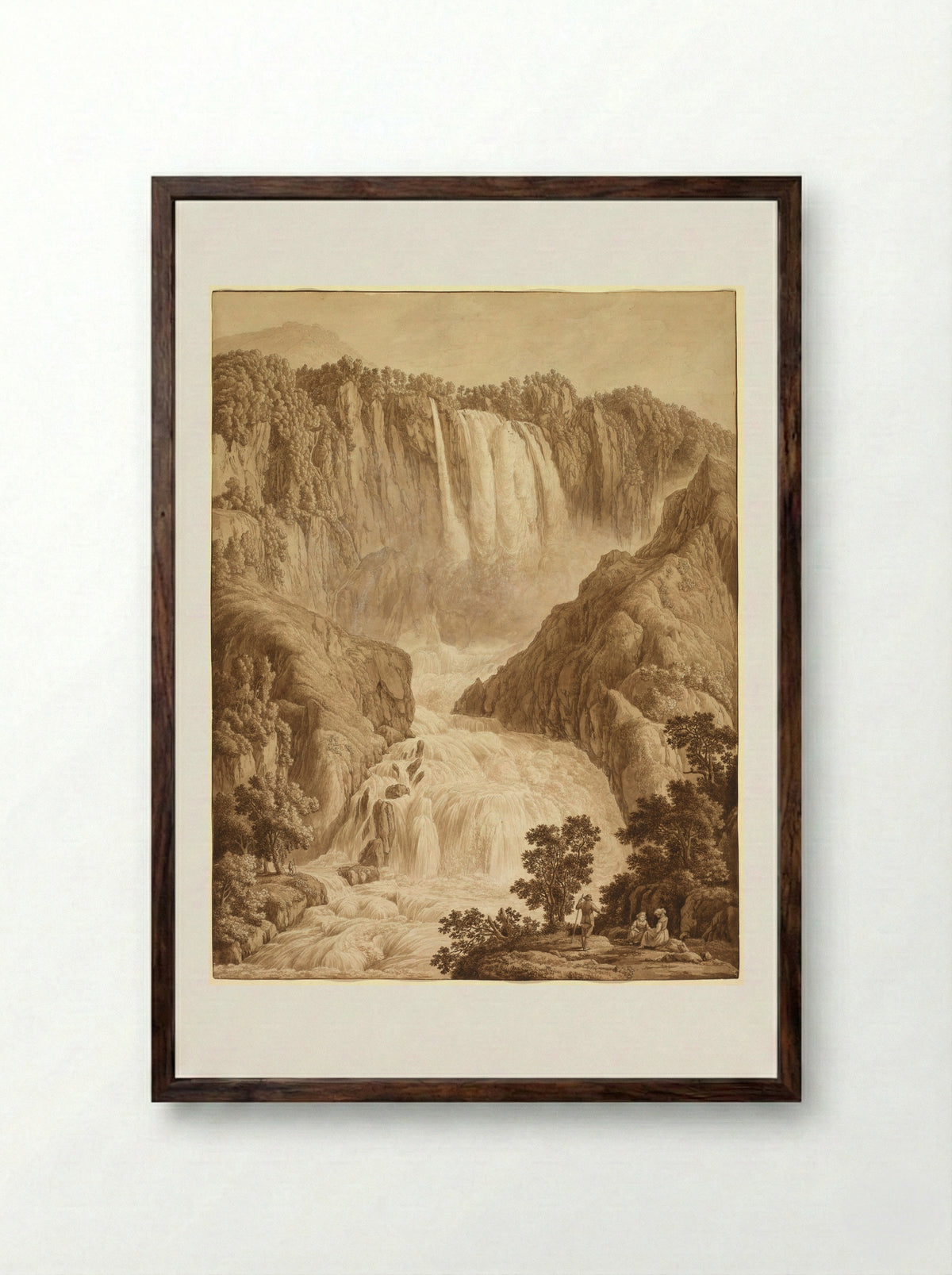 The Waterfall of Marmore at Terni - Philipp Hackert - Framed Print Dark Wood