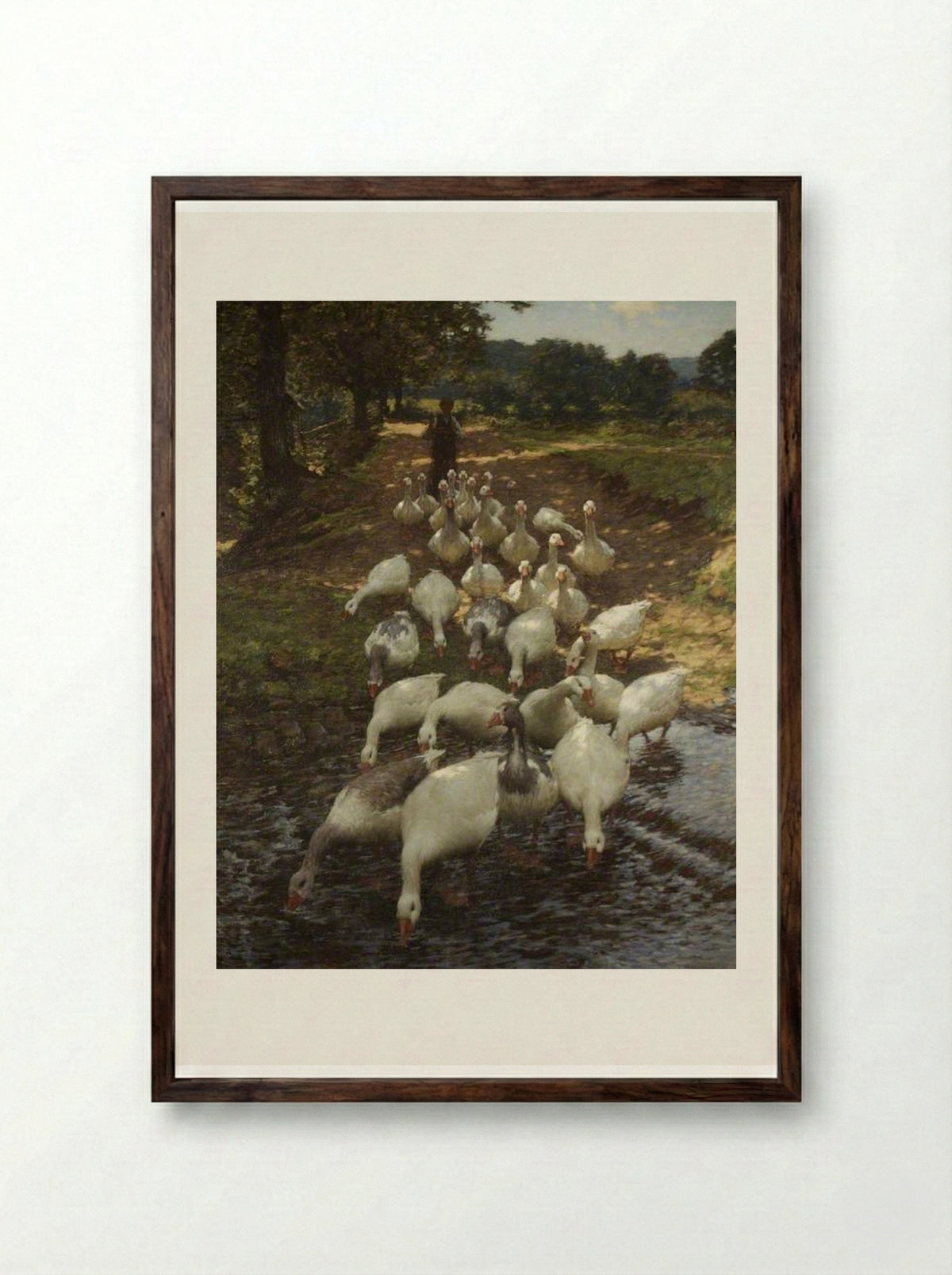 The Watersplash - Henry Herbert La Thangue - Framed Print Dark Wood