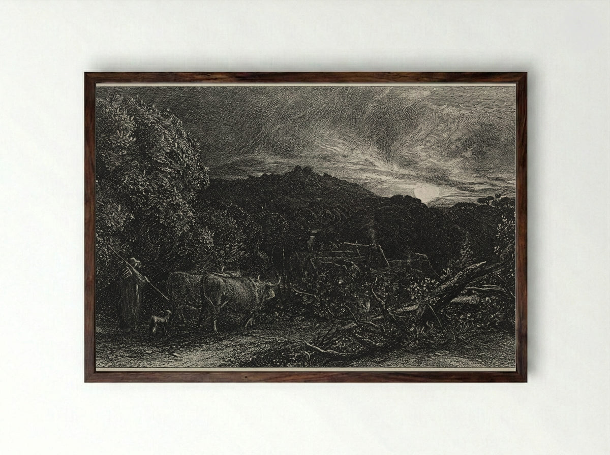 The Weary Plowman - Samuel Palmer - Framed Print Dark Wood
