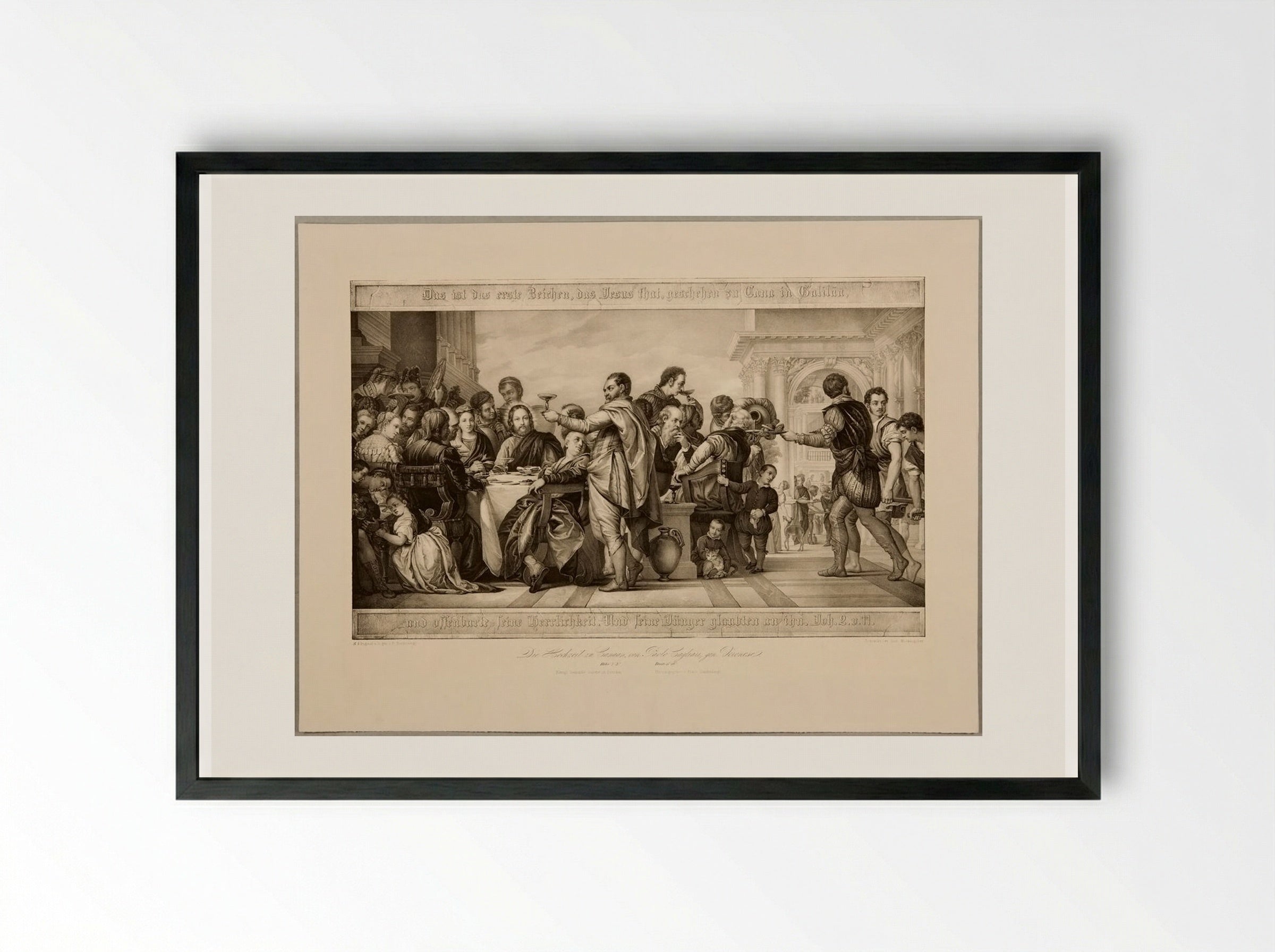 The Wedding Feast at Cana - Franz Hanfstaengl - Framed Print Black