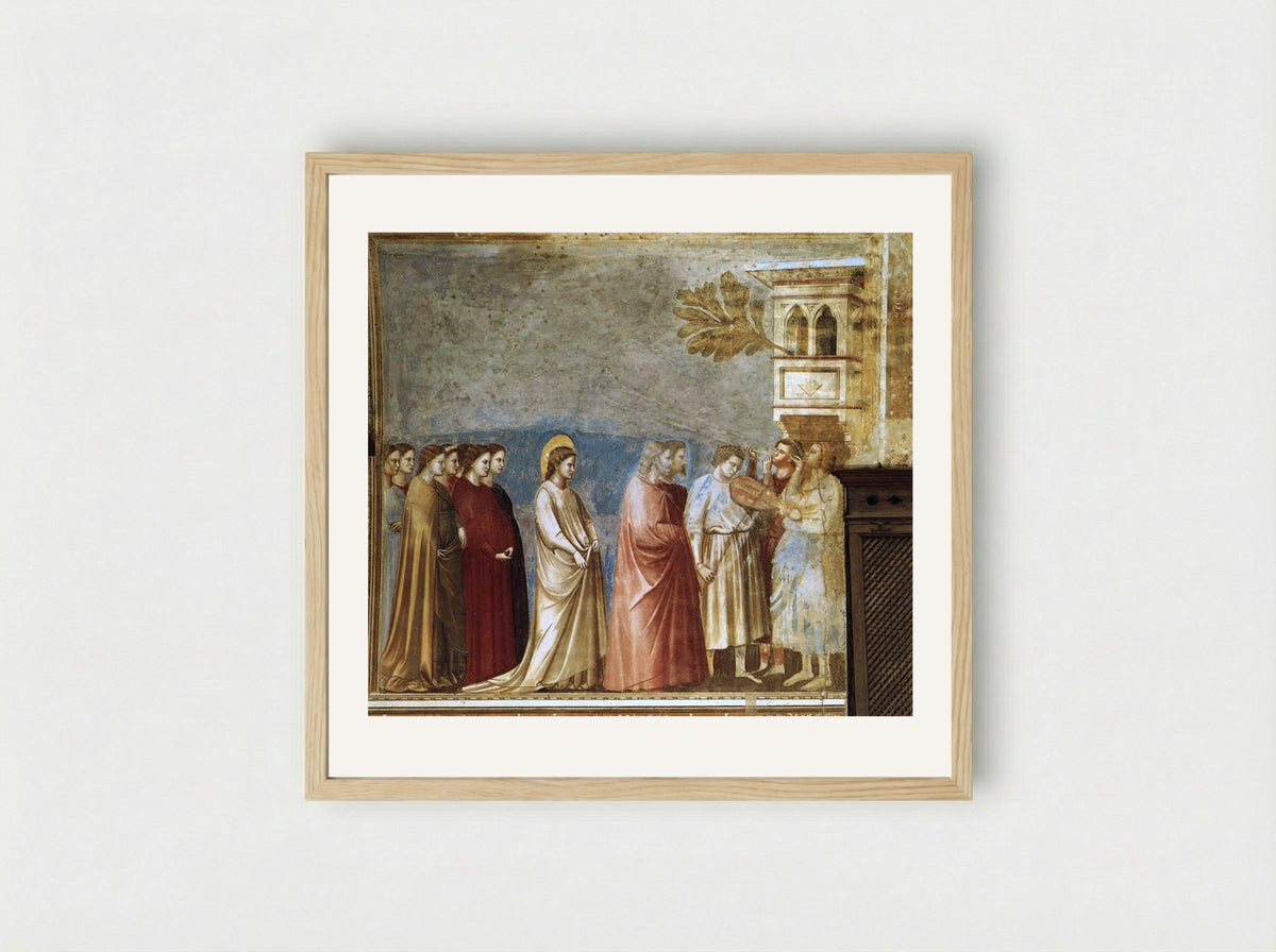 The Wedding Procession of the Virgin - Giotto di Bondone - Framed Print Wood