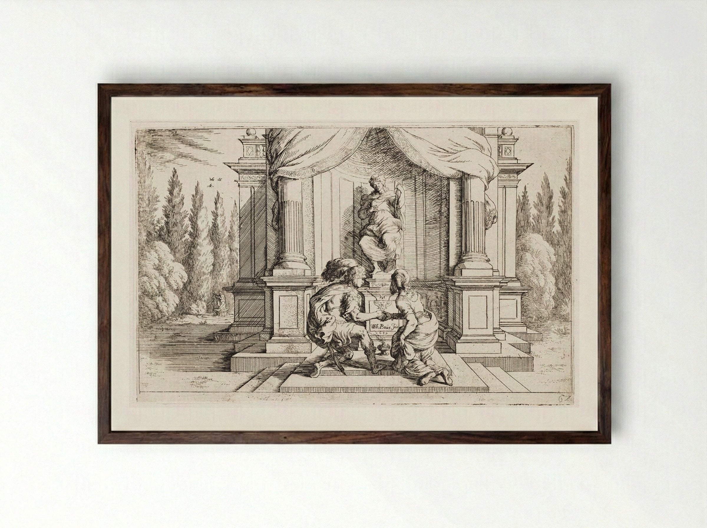 The Wedding of Jason and Medea - Johann Wilhelm Baur - Framed Print Dark Wood