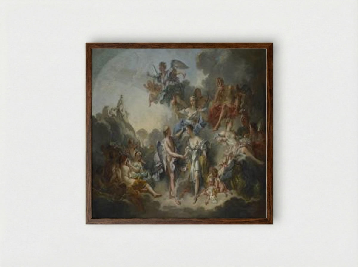 The Wedding of Psyche and Cupid - François Boucher - Framed Print Dark Wood