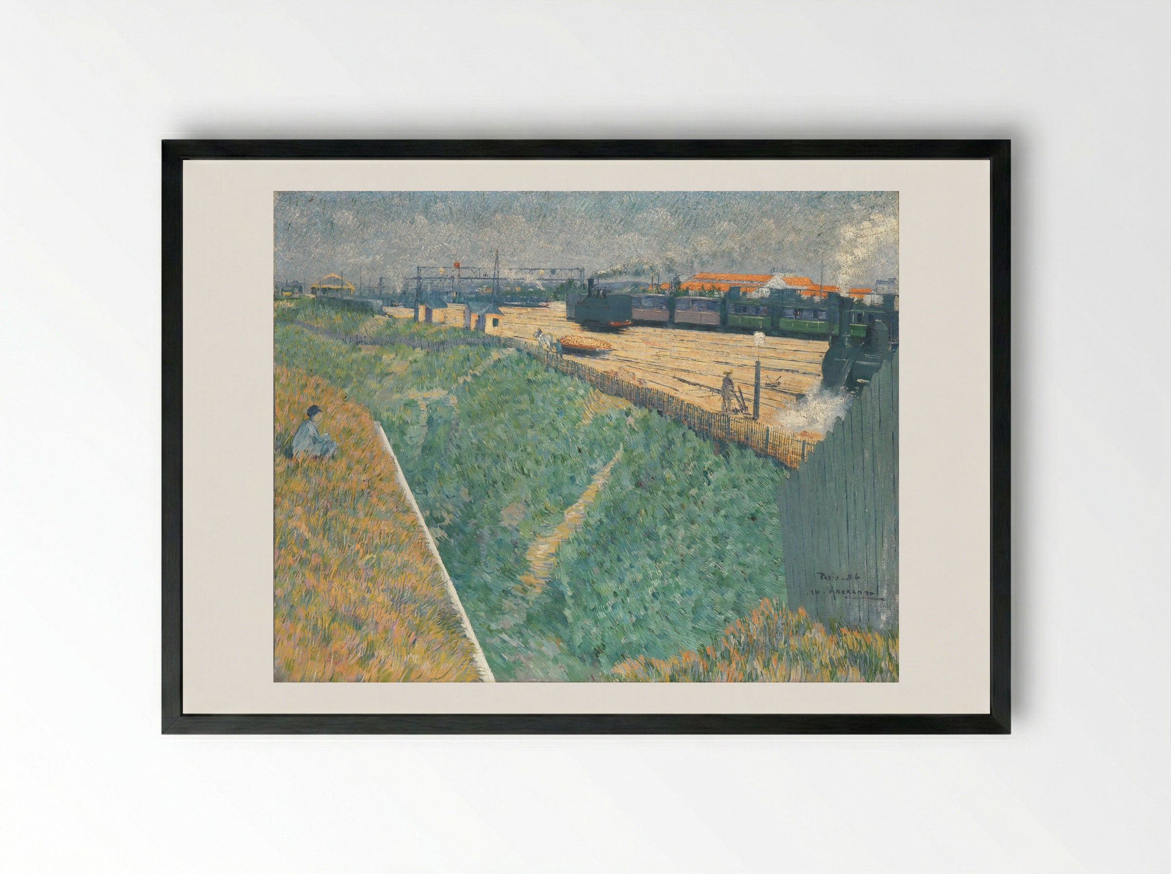 The Western Railway at its Exit from Paris - Charles Angrand - Framed Print Black
